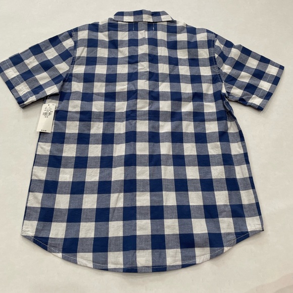 OLD NAVY NWT BOYS WHITE & BLUE FLANNEL BUTTON-DOWN SHIRT - Picture 2 of 4